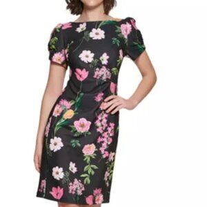 Karl Lagerfeld Paris Floral Print Side Ruched Dress Size 0 NWT